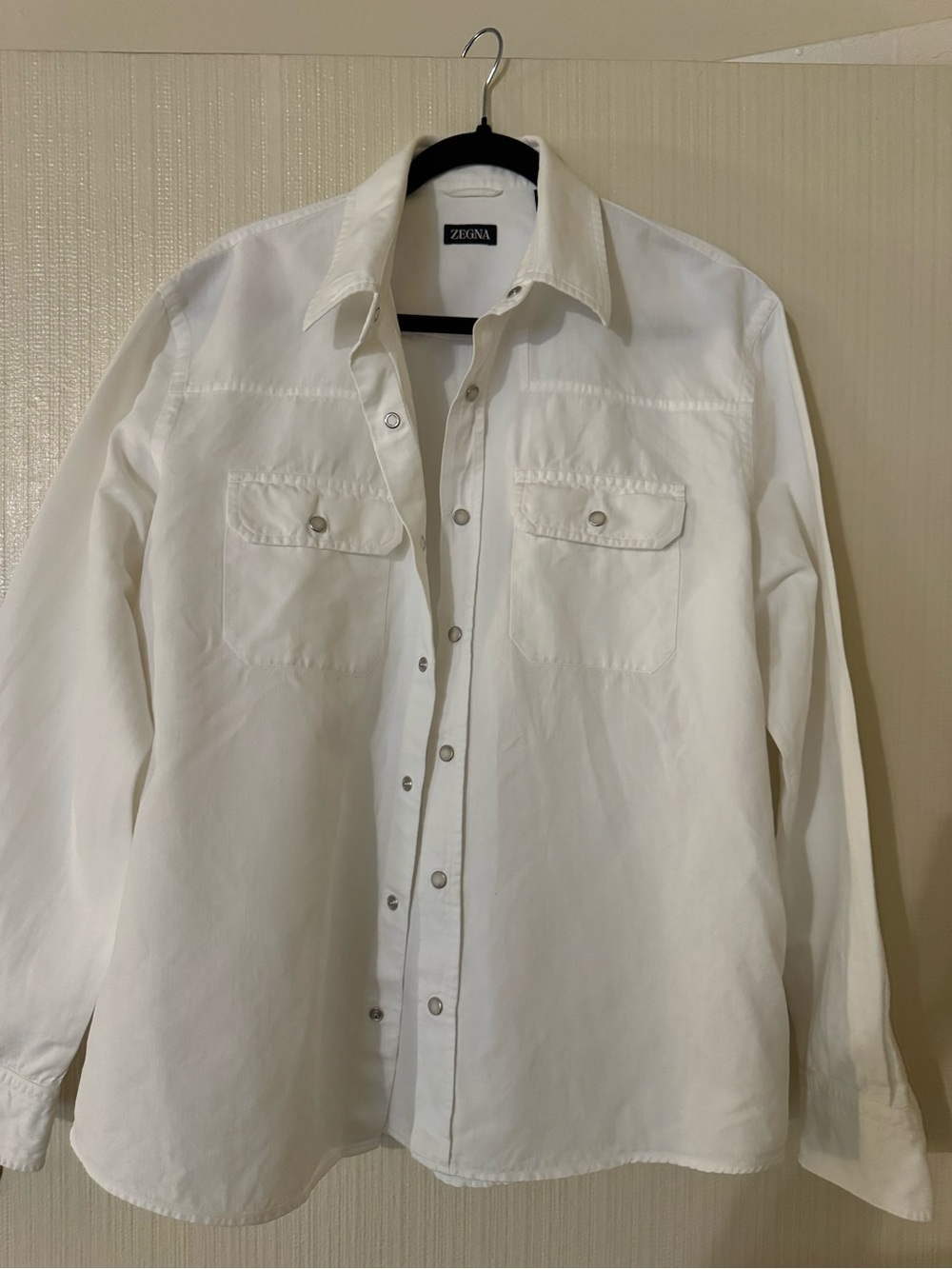 Zegna White Long-Sleeve Casual Button-Down Shirt
